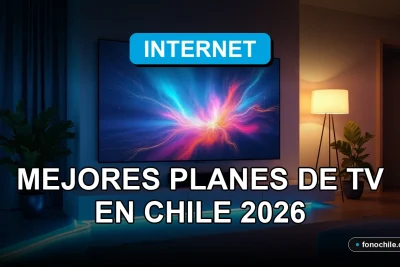 Guía definitiva para elegir el mejor plan de televisión en Chile, mostrando una moderna sala de estar con una pantalla de TV mostrando gráficos abstractos.