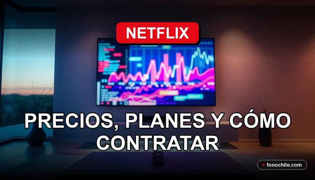 Guía de planes y precios de Netflix en Chile mostrada en una pantalla de televisión moderna.