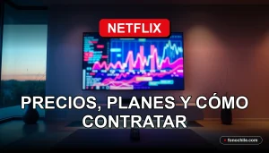 Guía de planes y precios de Netflix en Chile mostrada en una pantalla de televisión moderna.