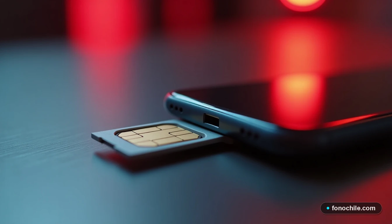 Primer plano de una bandeja para tarjeta SIM extraída de un teléfono, símbolo del proceso de cancelación de un plan móvil.