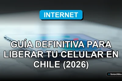 Guía para liberar un teléfono móvil en Chile, mostrando un smartphone moderno sobre una mesa con gráficos abstractos en su pantalla.