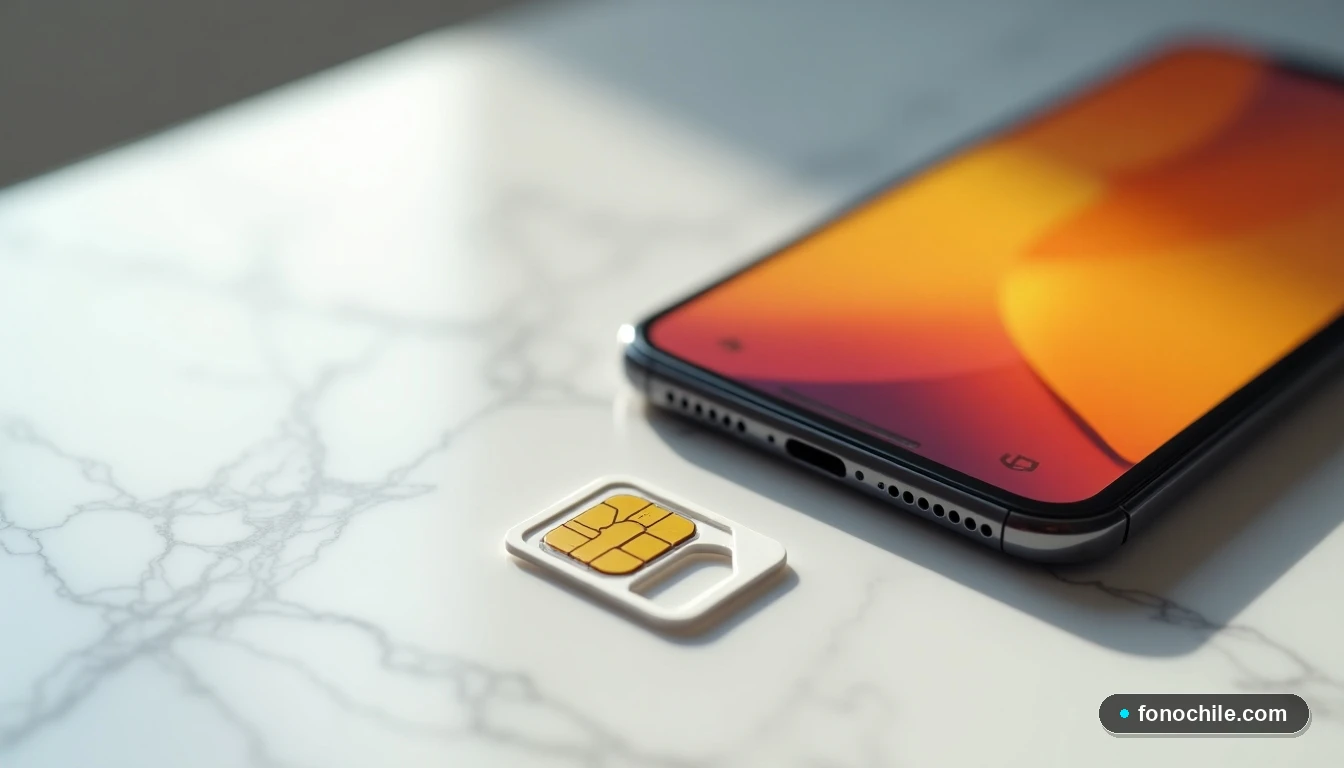 SIM card tray y teléfono inteligente listos para el proceso de liberación, sobre una superficie limpia.