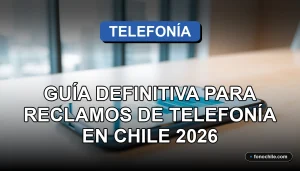 Guía para realizar reclamos a compañías de telefonía móvil e internet en Chile, mostrando un teléfono inteligente en un entorno profesional.