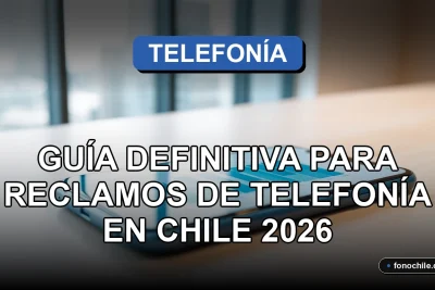 Guía para realizar reclamos a compañías de telefonía móvil e internet en Chile, mostrando un teléfono inteligente en un entorno profesional.