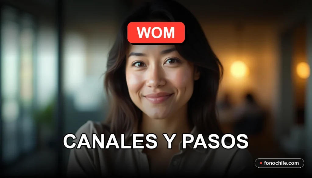 Guía para realizar reclamos en la compañía de telecomunicaciones WOM Chile, mostrando un teléfono inteligente moderno en una mesa.