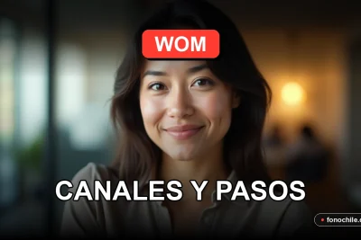 Guía para realizar reclamos en la compañía de telecomunicaciones WOM Chile, mostrando un teléfono inteligente moderno en una mesa.