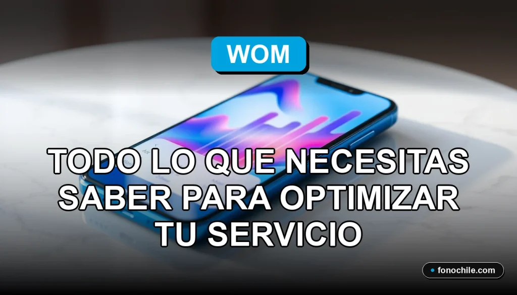 Guía WOM 2026 para optimizar tu servicio de internet móvil, mostrando un teléfono inteligente moderno.