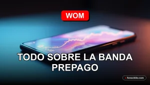 Una guía completa sobre la banda prepago de WOM para el año 2026, mostrando un teléfono móvil moderno sobre una mesa.
