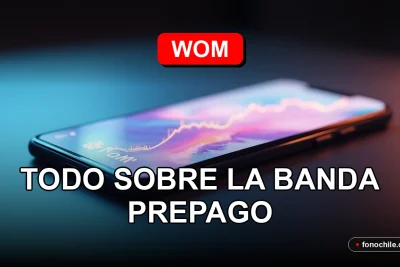 Una guía completa sobre la banda prepago de WOM para el año 2026, mostrando un teléfono móvil moderno sobre una mesa.