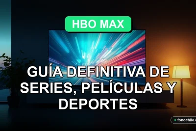 Una guía visual de HBO Max Chile 2026 mostrando contenido de series, películas y deportes en una pantalla de televisión moderna.