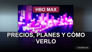 Pantalla de televisor mostrando gráficos abstractos de colores con el servicio de streaming HBO Max en Chile.