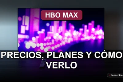 Pantalla de televisor mostrando gráficos abstractos de colores con el servicio de streaming HBO Max en Chile.