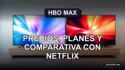 Comparativa visual de planes de streaming HBO Max y Netflix en Chile 2026, mostrando interfaz abstracta en pantallas.