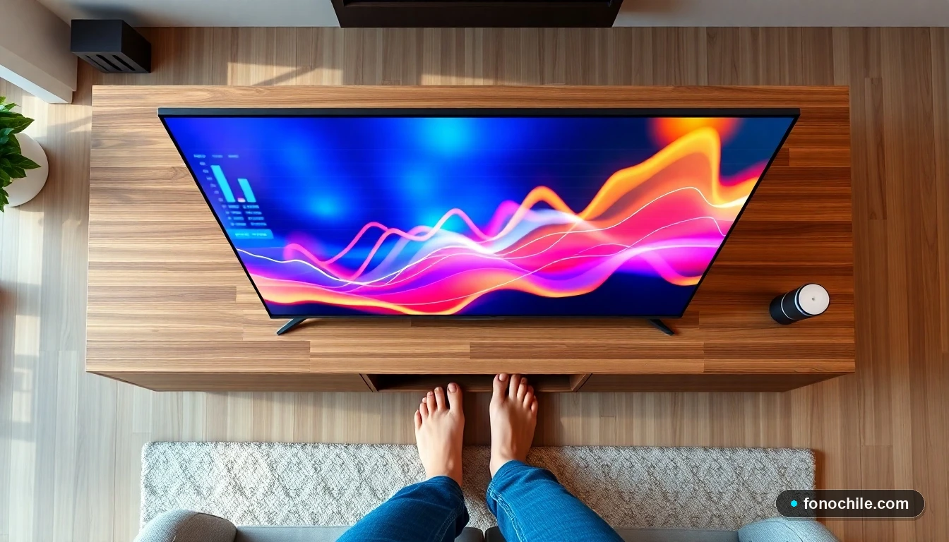 Pantalla de TV inteligente mostrando gráficos de comparación de precios de servicios de streaming en un living moderno.