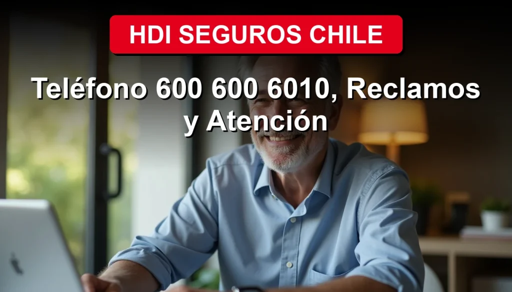 Un hombre sonriente, de mediana edad, observa con tranquilidad la pantalla de una tablet que muestra el logo de HDI Seguros, símbolo de confianza y protección en Chile.