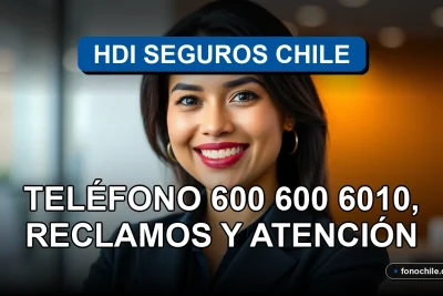 Atención al cliente de HDI Seguros Chile, una mujer latina sonriente y profesional en un entorno moderno.