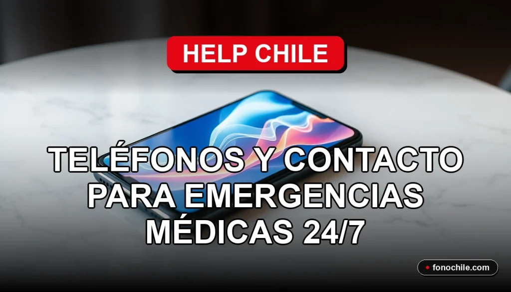 Teléfono inteligente moderno mostrando gráficos abstractos de colores, sobre una mesa, para contacto de emergencias médicas en Chile.