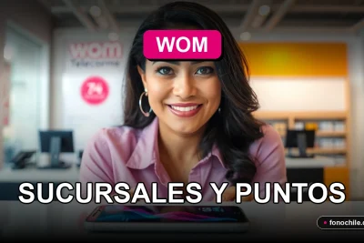 Mujer consultando el horario de atención de una sucursal WOM en La Serena en su teléfono inteligente.