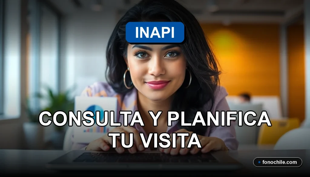 Una mujer consultando los horarios de atención del INAPI 2026 en su computador portátil.