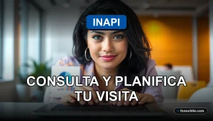 Una mujer consultando los horarios de atención del INAPI 2026 en su computador portátil.