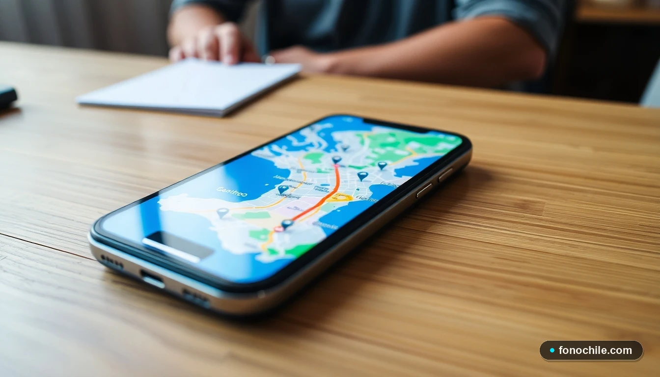 Smartphone mostrando mapa interactivo con la ubicación del Hospital Militar en Santiago de Chile