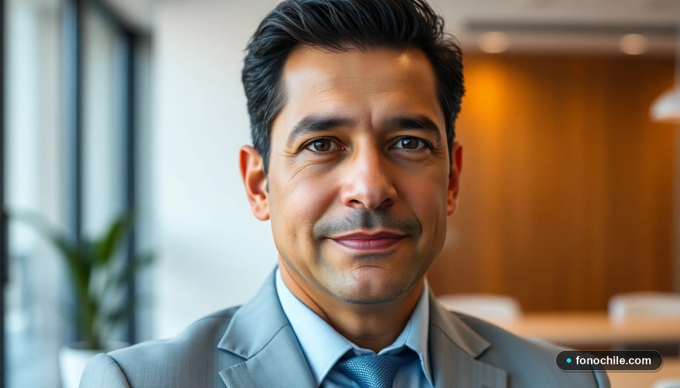 Un hombre hispano, asesor de HSBC Chile, muestra una expresión atenta y profesional durante una consulta de servicio al cliente.