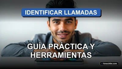Guía para identificar números de teléfono en Chile usando una aplicación en un smartphone moderno sobre un escritorio.