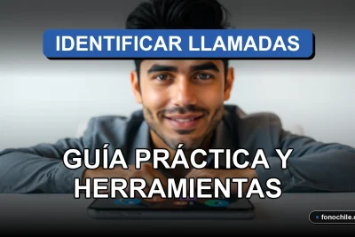 Guía para identificar números de teléfono en Chile usando una aplicación en un smartphone moderno sobre un escritorio.