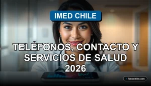 Modern healthcare services and contact information for IMED Chile in 2026, featuring a professional woman.