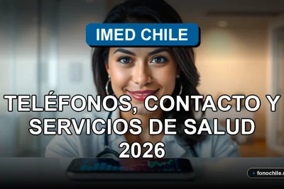 Modern healthcare services and contact information for IMED Chile in 2026, featuring a professional woman.