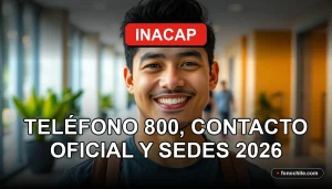 Estudiante sonriente en el campus de INACAP, representando el contacto y la educación técnica profesional en Chile.
