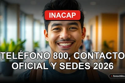 Estudiante sonriente en el campus de INACAP, representando el contacto y la educación técnica profesional en Chile.