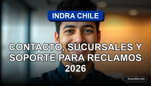 Profesional de servicio al cliente de Indra Chile en oficina moderna, sonriendo con confianza.