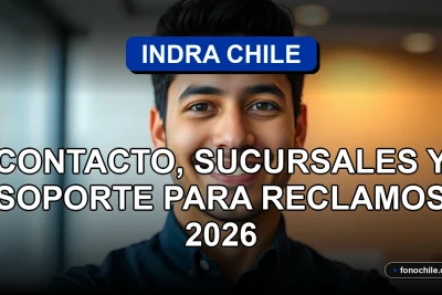 Profesional de servicio al cliente de Indra Chile en oficina moderna, sonriendo con confianza.