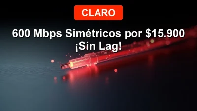 Claro 2026 Internet Plan - 600 Mbps Symmetrical Fiber Optic Speed - No Lag Gaming and Streaming - $15,900 CLP