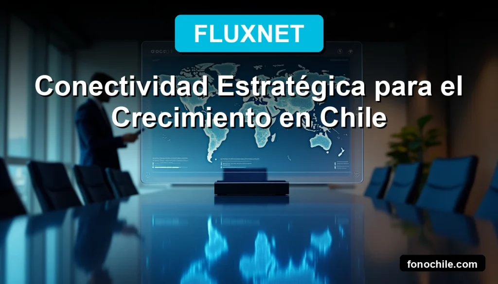 Executive analyzing real-time network data flow on a large transparent display at a modern Santiago business center, showcasing strategic internet connectivity for companies.