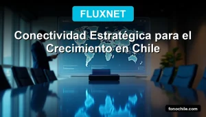 Executive analyzing real-time network data flow on a large transparent display at a modern Santiago business center, showcasing strategic internet connectivity for companies.