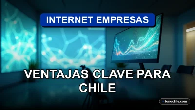 Ventajas de internet empresarial de alta velocidad para empresas en Chile, mostrando gráficos de crecimiento abstractos en una pantalla.
