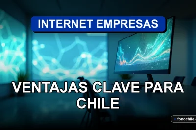 Ventajas de internet empresarial de alta velocidad para empresas en Chile, mostrando gráficos de crecimiento abstractos en una pantalla.