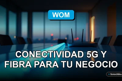 Moderno router 5G y cable de fibra óptica brillando sobre una mesa de trabajo minimalista, representando conectividad empresarial de alta velocidad.
