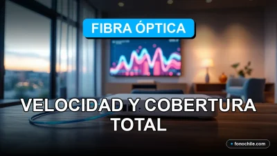 Un router moderno de fibra óptica y cables de conexión brillantes sobre una mesa de diseño, mostrando gráficos abstractos de velocidad en su pantalla.