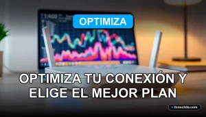 Un moderno router Wi-Fi 6 sobre una mesa de madera, con luces LED azules y gráficos abstractos de colores en una pantalla de fondo desenfocada.
