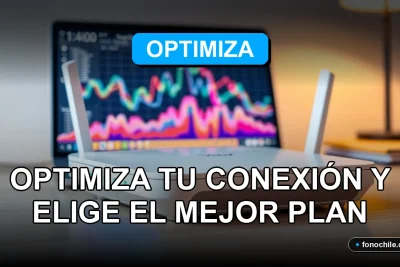 Un moderno router Wi-Fi 6 sobre una mesa de madera, con luces LED azules y gráficos abstractos de colores en una pantalla de fondo desenfocada.