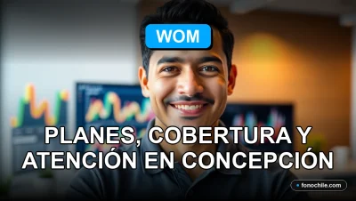 Un hombre sonriente de WOM atiende a un cliente en Concepción, representando el servicio de atención al cliente de la compañía.