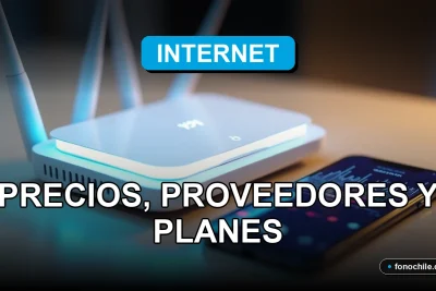 Un router inalámbrico moderno con luces LED azules y un smartphone, sobre una mesa de madera clara, representando la conectividad en Chile.