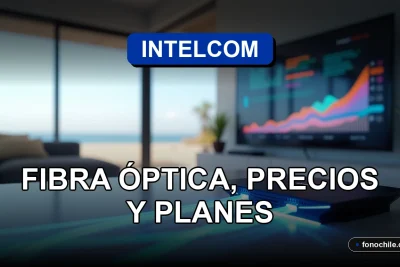 Fibra óptica de Intelcom iluminando un moderno living en Coquimbo con gráficos abstractos en una pantalla.