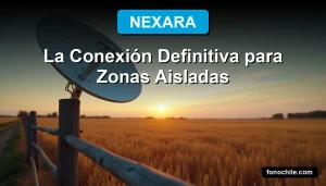 Antena satelital de internet en campo al atardecer, conexión rural de alta velocidad