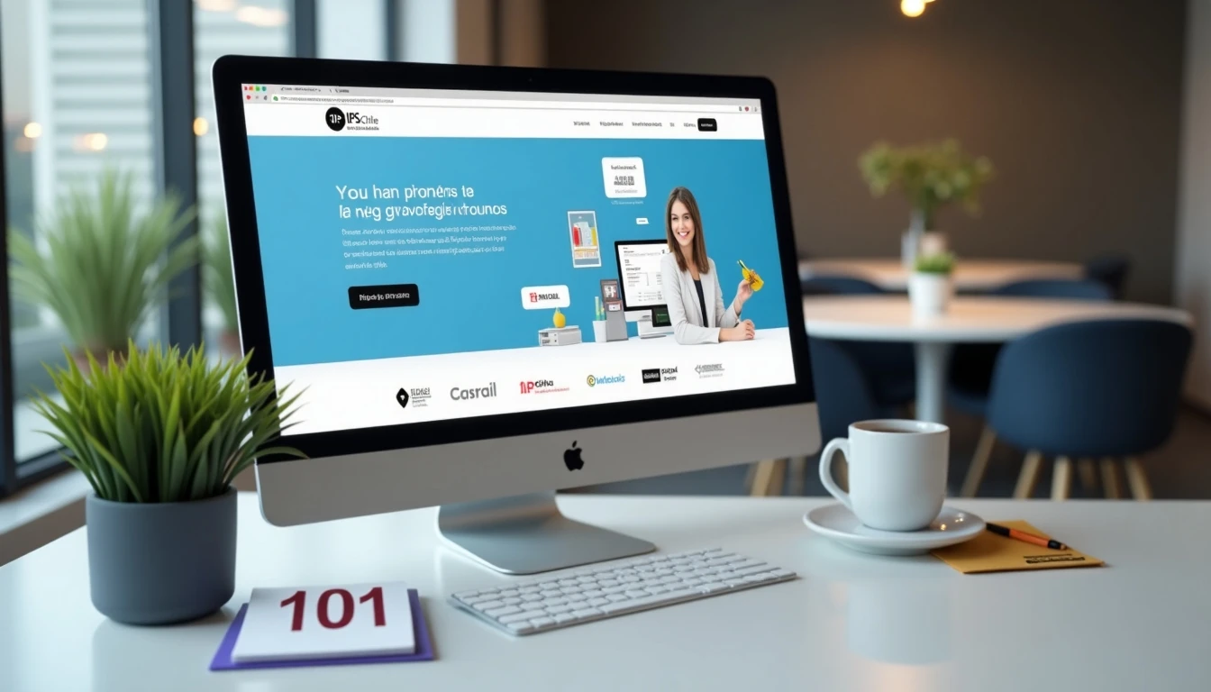 Escritorio con información de contacto del IPS Chile, incluyendo el teléfono 101 en un bloc de notas.