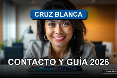 Persona usando su teléfono para contactar a su isapre, con gráficos abstractos en la pantalla.