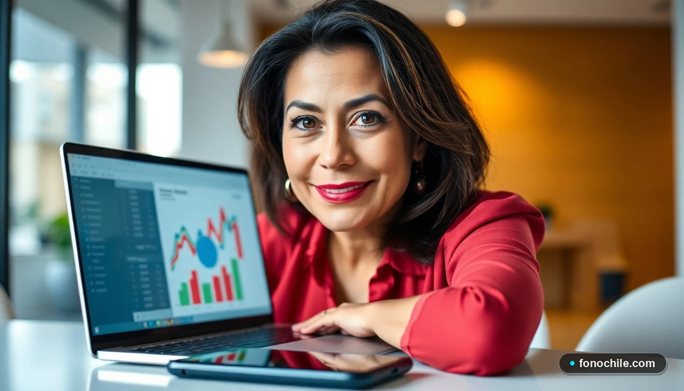 Agente de soporte Johnson Chile revisando datos en oficina con laptop y teléfono